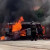 Bombeiros combatem incêndio em Perua Kombi em posto combustível em Barretos